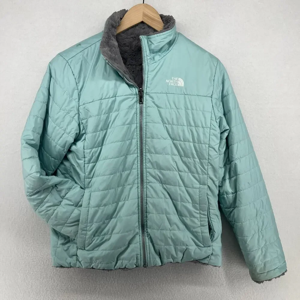 THE NORTH FACE Jacket Youth XL 18 Mossbud Swirl Reversible Insulated Blue